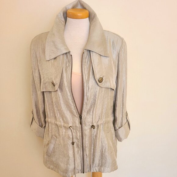 Hearts of Palm Gold Metallic Utility Jacket with Drawstring Waist - Picture 5 of 7